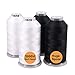 New brothreads -28 Options- Various Assorted Color Packs of Polyester Embroidery Machine Thread Huge Spool 5000M for All Embroidery Machines - 2Black+2White