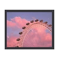 Amazon.co.jp: 風車前のピンクのチューリップ畑 絵画 絵