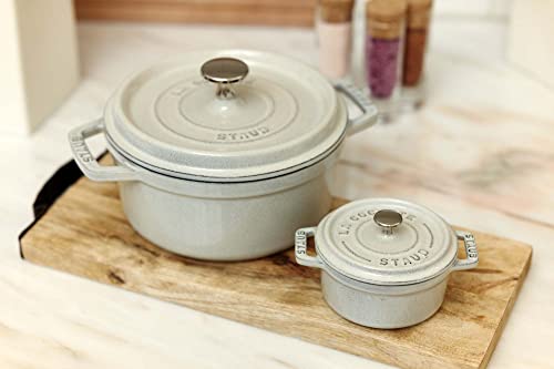 Image of Staub Cast Iron 2.75-qt Round Cocotte - White Truffle, Made in France