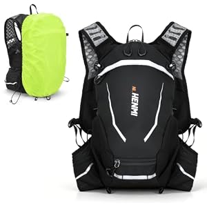 HENMI Fahrradrucksack 16L Ultraleicht & Atmungsaktiv 0, 46kg – Kleiner Rucksack mit XPE Rückenbelüftung & Trinkblasenfach, Helmnetz & Regenhülle für MTB Radfahren Cityrad Trekkingrad Rucksack