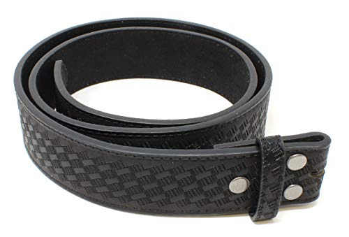 BC Belts - BC Belts Leather Belt Strap with Embossed Basket Weave Pattern 1.5" Wide with Snaps (Black-L)