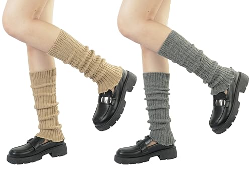 Image of BomKinta Leg Warmers for Women - Soft Fashion Knit Calf Accessories Gifts - Cute 80s Ruffle Leg Sleeves for Party Yoga