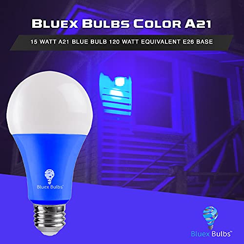 2 Pack Bluex Led A21 Blue Light Bulbs - 15W (120Watt Equivalent) - E26 Base Blue Led Blue Bulb, Party Decoration, Porch, Home Lighting, Holiday Lighting, Decorative Illumination Blue Led Bulb #TOP2