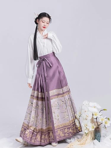 Jupe visage de cheval verte et violette : création Hanfu moderne originale - 3