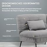 COMHOMA Schlafsofa mit Schlaffunktion – Futonbezug ausklappbar – Ecksofa – Gästesofa 3-Sitzer – mit Verstellbarer Rückenlehne aus grauem Stoff