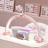 Adonafy Lampe Demi-lune pour Ongles: 30' Lampe Onglerie Table Demi Lune - 3 Modes de Couleur et 10 Niveaux de Luminosité Réglables pour Cils,Tatoue (Diamant, Rose)