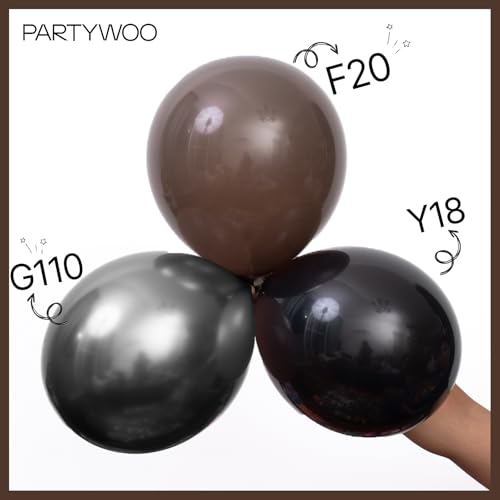 PartyWoo Dark Brown Balloons 100pcs Different Sizes of 18 12 10 5 Inch Boho Coffee Neutral Fall Balloon Arch Kit for Bachelorette Baby Shower Anniversary Birthday Party Decorations Brown-F20 by PartyWoo - Image 4