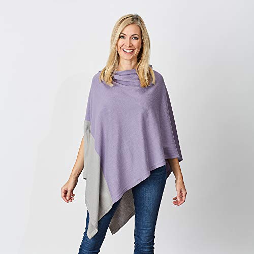Image of Hadley Wren Women's Classic Colorblock Everyday Cotton Poncho, Black Solid Solid