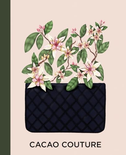 Designer Notebook "Cacao Couture": 7.5 x 9.25, BW, Matte Interior, 110 College Ruled Pages, Luxury Stationery, Journal, Planner, Diary, Fashion, Botanical, Cacao