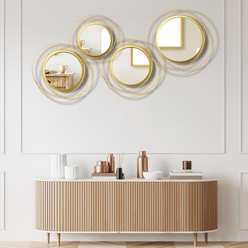 Hicarer 4 Pcs Decorative Wall Mirror Round Modern Circle Mounted ...