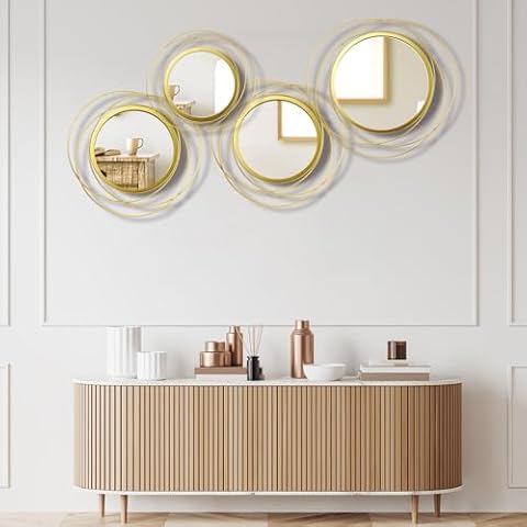 Hicarer 4-Piece Gold Round Wall Mirrors Cover