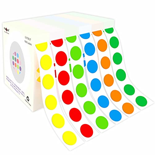 PARLAIM 6 Rolls 6000PCS 1/2" Round Circle Color-Code Dot Stickers, 6 Color Style Colorful Coding Label Sticker for Home Office Classroom