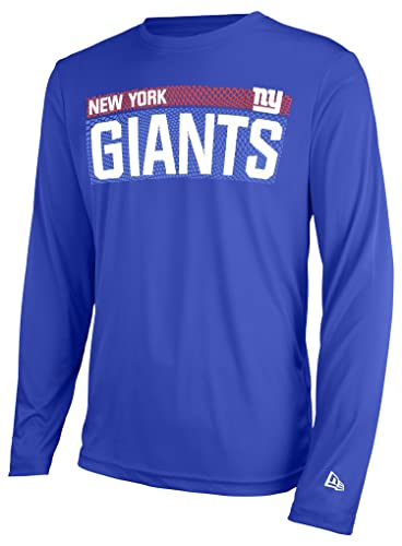 New Era mens NFL Measured Dri-Tek Long Sleeve Pro Football Tagless T-Shirt, New York Giants Royal, XX-Large