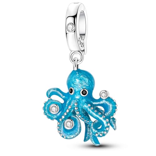 BLUELUNE Blue Octopus Charms for Bracelet or Necklace,925 Sterling Silver