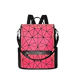 SCOFY FASHION Luminous Holographic Reflective Backpack Purses for Women Casual Chic Color Changing School Bag Backpack Bookbag Purse (Luminous Red)