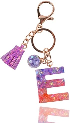 VINTAGE EMBROIDERY V.E. Initial Keychain Letter Alphabet Sweet Bag Charm Key Chain for Women Girl Birthday Gifts