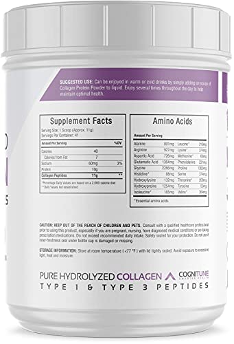 Hydrolyzed Collagen Powder - Pure Unflavored Collagen Protein Powder - Type 1 And 3 Collagen Peptides For Women & Men - Grass Fed, Keto, Gluten Free - Supports Healthy Hair, Skin, Nails - 41 Servings #TOP6