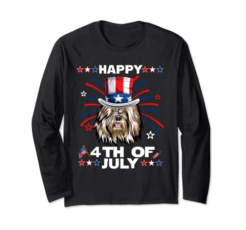 Old English Sheepdog Dog Patriotic American 4th Of July Maglia a Manica