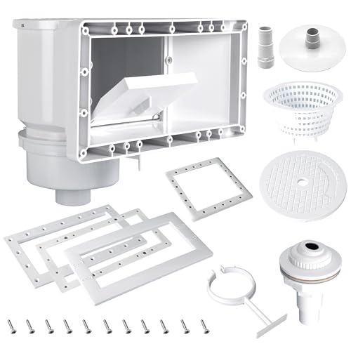 TonGass Complete-Set SP1091WM Thru-Wall Skimmer Kit Compatible with Hayward Above-Ground Pool Skimmers Wide Mouth Through Wall Skimmer Set for SP1091WM Dyna-Skim Above-Ground Pool Skimmers