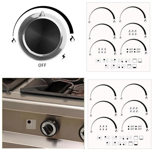 Flame Indicators Ring Stove Sticker Decal 3Pcs Flame Indicators Ring Stove Labels Oven Replacement Adhesive knob Symbols for Burner Cooktop Bumper Cooktop Hob Cooker Top Markings (Black) - Thumbnail 6