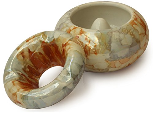 Abhandicrafts - Ceramic Raakhadaanee With 3 Holder Slots Round Luster Paint Brown Ash Tray #TOP2