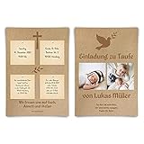 100 x Einladungskarten zur Taufe Taufkarten - Text und Foto einfach individuell selbst gestalten DIN A6 für Mädchen oder Jungen - Kork Pinnwand Design