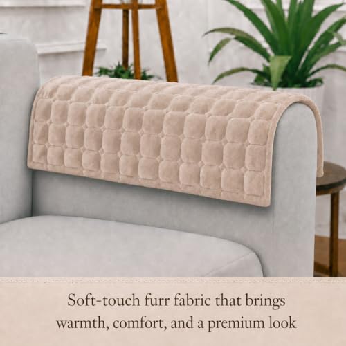 Image of STITCHNEST 'Haven Soft Series' Sofa Armrest Cover | Ultra Soft Plush Hand Rest Protector for Sofa & Couch Furniture, Washable Textured Arm Cover