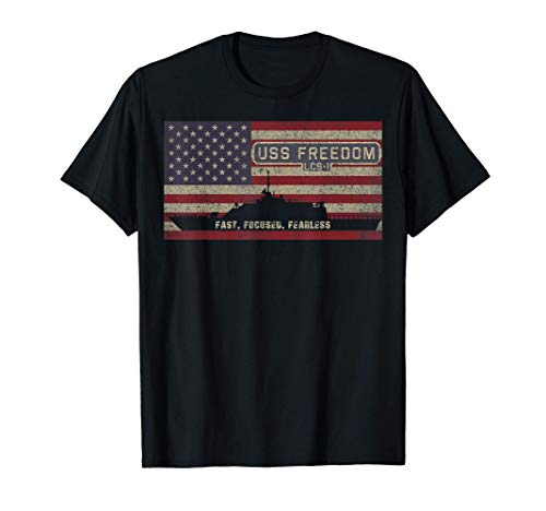 USS Freedom LCS-1 Littoral Combat Ship USA American Flag Women Kids Men T-Shirt
