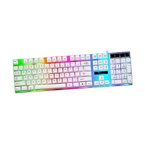 iplusmile Clavier USB Rétroéclairé Mécanique Blanc Filaire pour Ordinateur, Gamer et Bureautique, Touches Single Key, Compact et Portable, Usage Voyage et Extérieur, Design Pratique