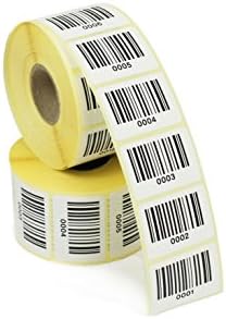 Printed Barcode Labels Numbered 1-1000, Ideal for Stock Management. 37mm x 25mm