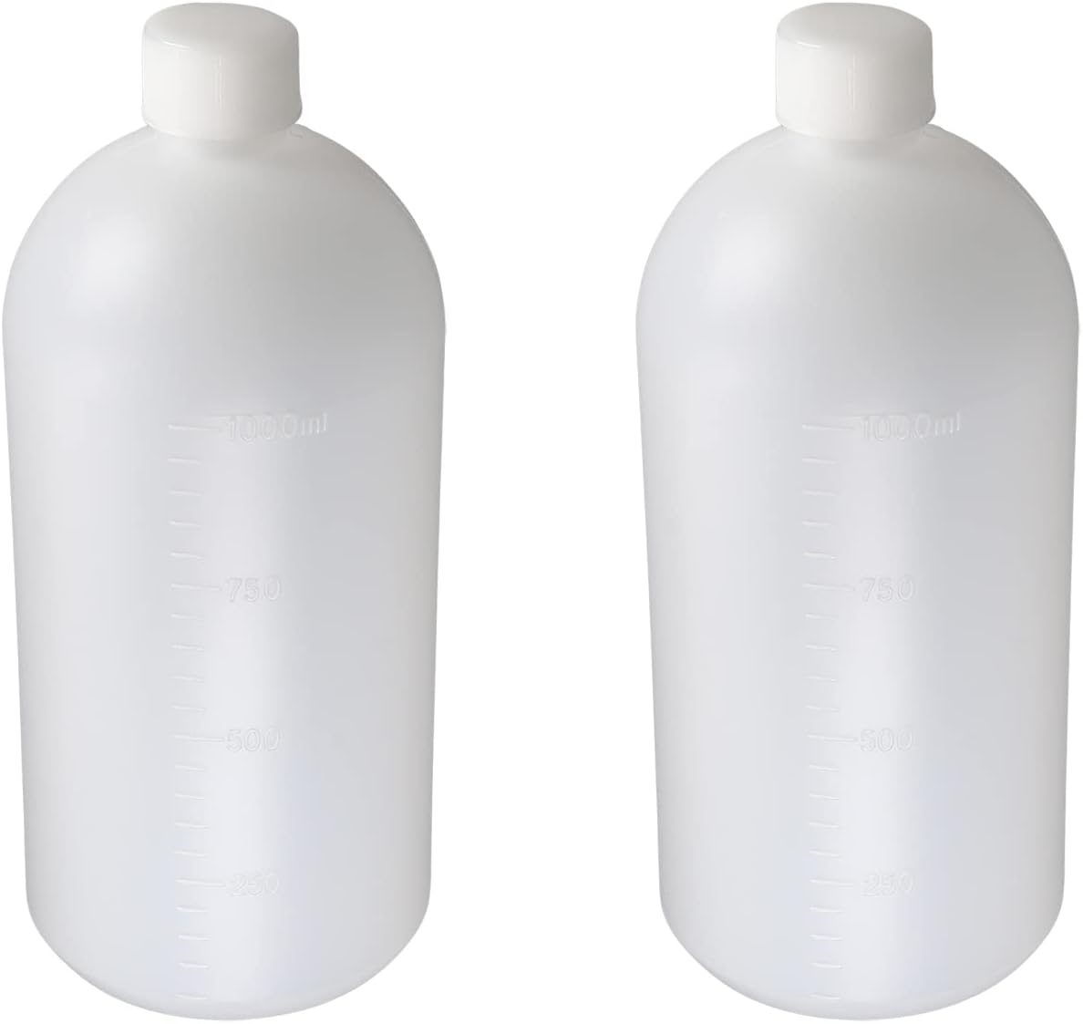 Aicosineg White Translucent Plastic Lab Chemical Reagent Bottle 1000ml Small Mouth Sample Sealing Liquid Storage Container 5Pcs