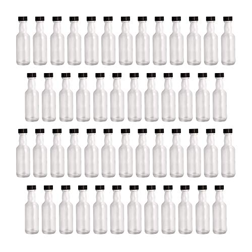 Miniature Glass Spirit Bottle with Screw Top - Pack of 50 | Wedding Decorations Favours | Kitchen Storage | Mini Jars | Apothecary Bottles | Pukkr