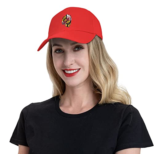 LOUJIN Flaga Maryland Fist Power czapka baseballowa mężczyźni kobiety - klasyczna czapka taty regulowana zwykła czapka, Czerwony