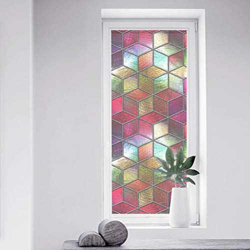 FAVOMOTO Janela Criativa Filme de Privacidade Colorido Janela Aderente Vinil Decorativo Adesivo de J