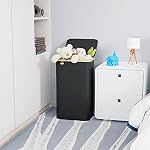 SUOCO Laundry Basket with Lid, 29 Gal (110L) Clothes Hamper with Bamboo Handles, Large Foldable Laundry Hamper for Bedroom, Bathroom, Dorm, Laundry Room - Black - Image 5