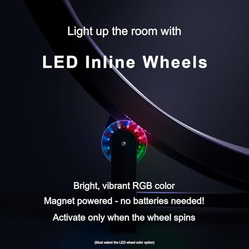 Image of One Fast Cat - Cat Exercise Wheel - Gen. 7 - Safe 48 inch Diameter - Made in The USA - White Wheel with Gray Felt Traction Pads and Light-Up LED Inline Wheels
