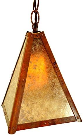 GenericCopper and Mica Tall Slender Pendant Craftsman Mission Bungalow