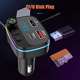 Nadajnik FM, adapter samochodowy Bluetooth, odtwarzacz muzyczny MP3,2 porty USB 5V/3A, szybka ładowarka samochodowa PD 20 W QC3.0 + typ C, połączenie głośnomówiące, obsługa karty TF/USB