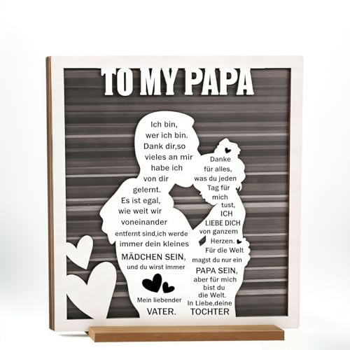 Geschenk für Papa, Weihnachtsgeschenke Holzschild mit Basis, Papa Geschenk von Tochter, Vatertagsgeschenk Dankeschön