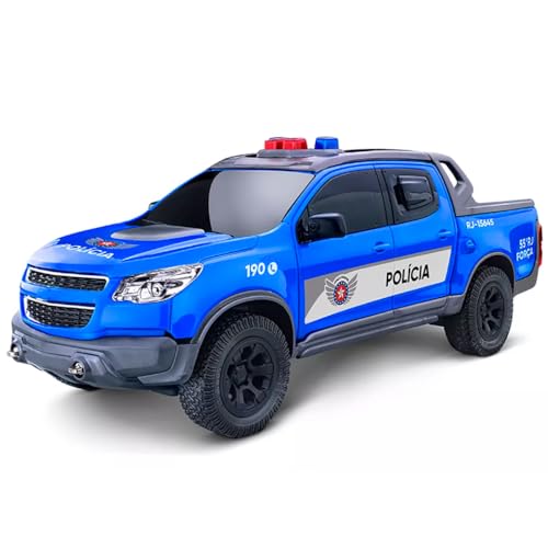 Brinquedo Realista Roda Livre Carro Caminhonete Pick-up S10 Carrinho Polícia Militar São Paulo (Azul