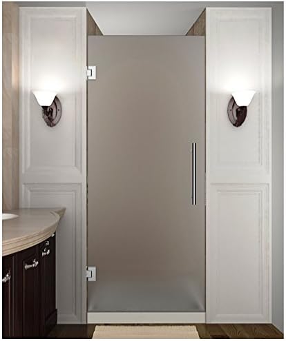 Aston Cascadia 24" x 72" Completely Frameless Hinged Shower Door in Frosted Glass, Brushed Stainless Steel