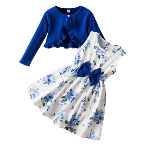 Conjuntos para niñas de 3 a 7 años de vestido sin mangas y cárdigan para verano