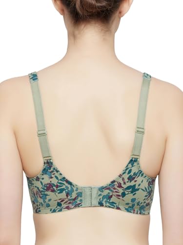 Image of Triumph Minimizer Bra for Women Wired Non Padded Floral Bra My Flower Minimizer Series Full Coverage Soft Microfiber Lingerie High Center Bridge Supportive Multi-Colour 34C Pack of 1