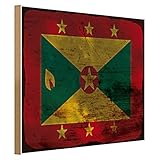 Vintage Grenada Flagge | Holzschild | Nostalgie Dekoration | 40 cm x 30 cm