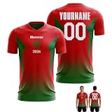 Genérico Camisetas de Futbol Personalizada para Mundial 2026 para Hombre Mujer niños con Nombre número (Marruecos – 2)