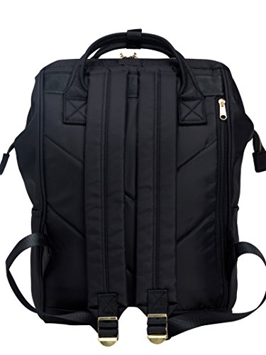 Kah&Kee Nylon Backpack Diaper Bag With Laptop Compartment Waterproof Work Travel School For Women Man (Black) #TOP1