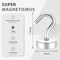 Neosmuk Magnethaken,12kg Magnet Haken Extra Stark für Spind Organizer,Neodym Magnete,Haken Magnetisch Sehr Stark für Werkstatteinrichtung,Heckzelt,Grill,Kleiderhaken,Silber – Ansicht 6