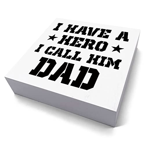 Gifts For Dad New Dad Gifts Desk Decor Wooden Box Sign Rustic Wood Block Plaque Box Sign Fathers Day Christmas Gifts For Him Daddy Papa Shelf Table Decoration 5.1 X 5.1 Inches #TOP1