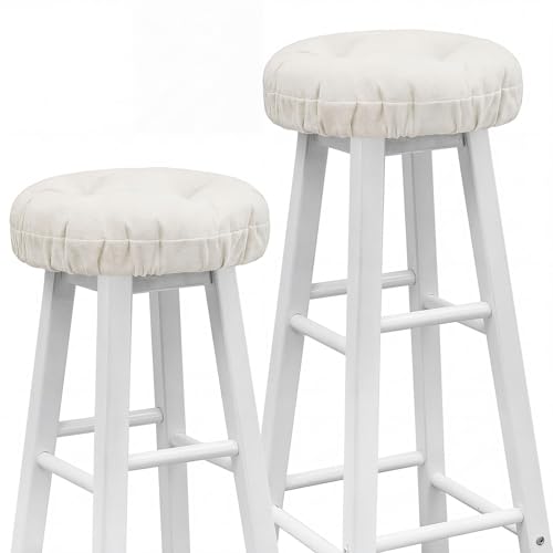 Image of Marsui 2 Pieces Bar Stool Cover Non Slip Padded Cushion, 12 Inch, Beige
