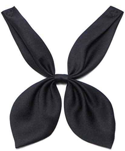 ハネクトーン セーラー蝶タイ スナップ留め 白 エンジ 紺 黒 ベージュ サックス 日本製 (黒)